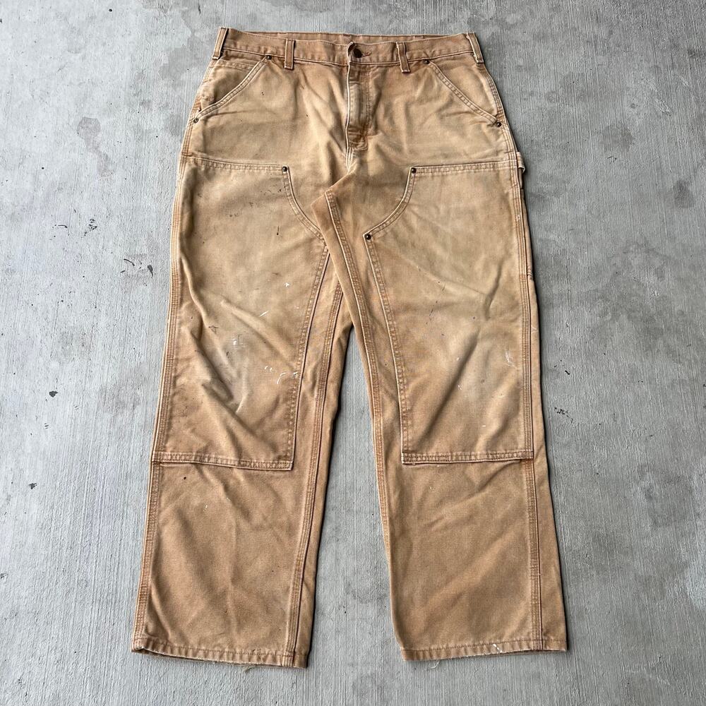 Carhartt faded brown double knee work wear carpenter pants